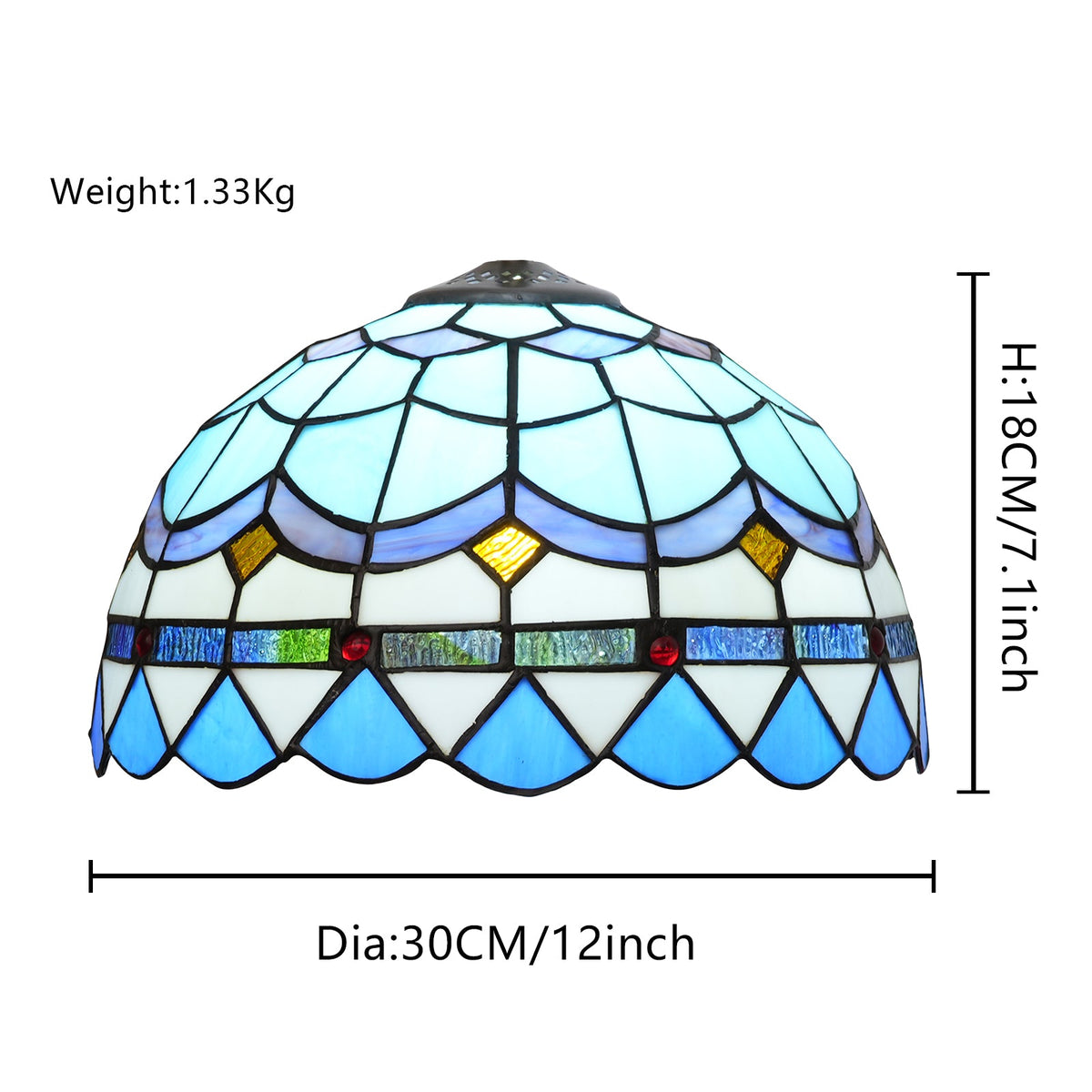 Tiffany Lampshade in Blue and Purple Tinted Glass