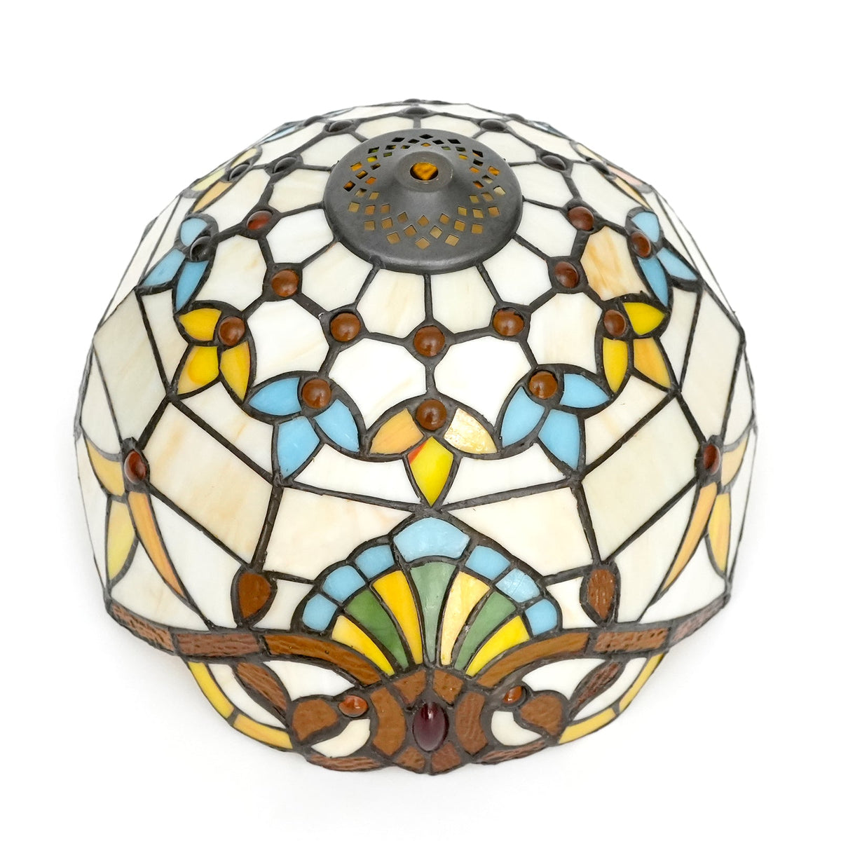 Cream Floral Tiffany Style Stained Glass Lampshade