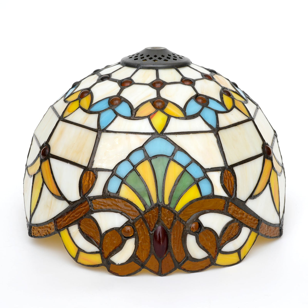 Cream Floral Tiffany Style Stained Glass Lampshade