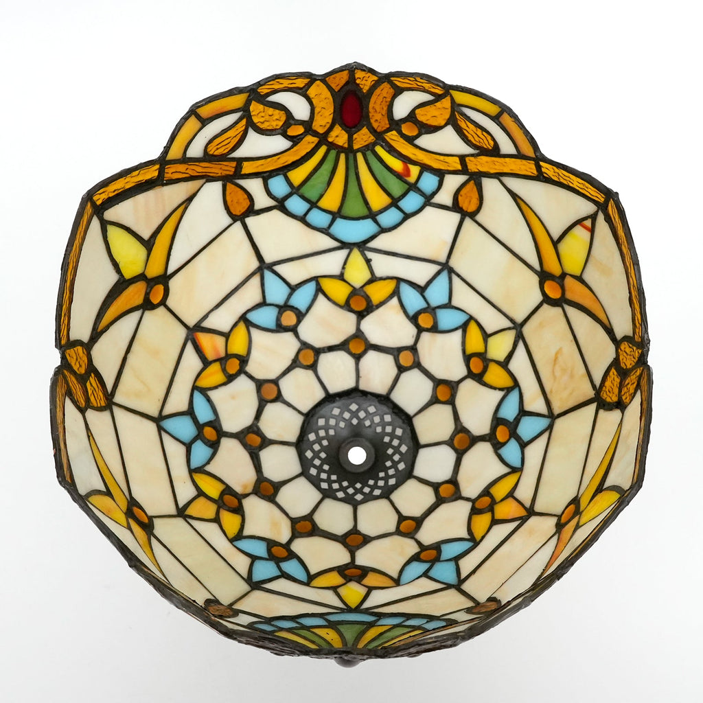 Cream Floral Tiffany Style Stained Glass Lampshade