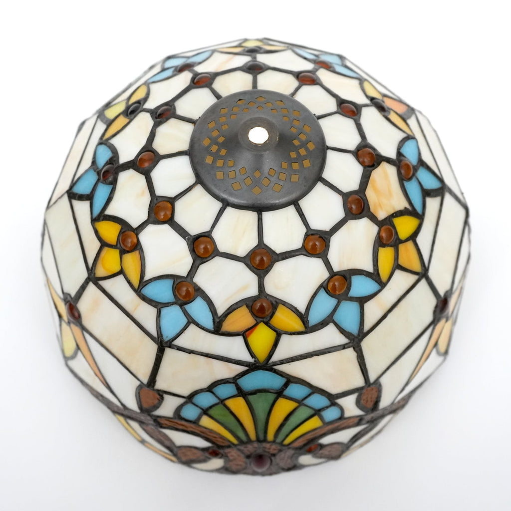 Cream Floral Tiffany Style Stained Glass Lampshade