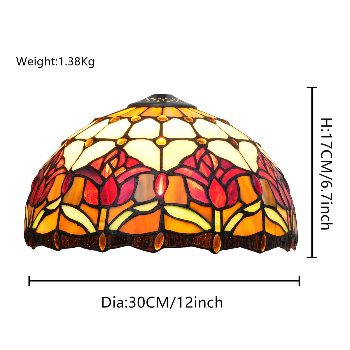 Tiffany-style stained glass light fixture in multicolored floral design