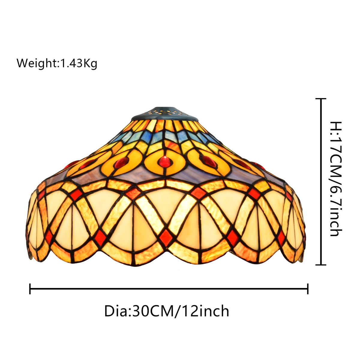 Tiffany-Style Scalloped Multicolor Glass Lampshade