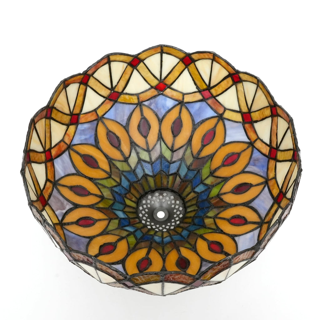 Tiffany-Style Scalloped Multicolor Glass Lampshade