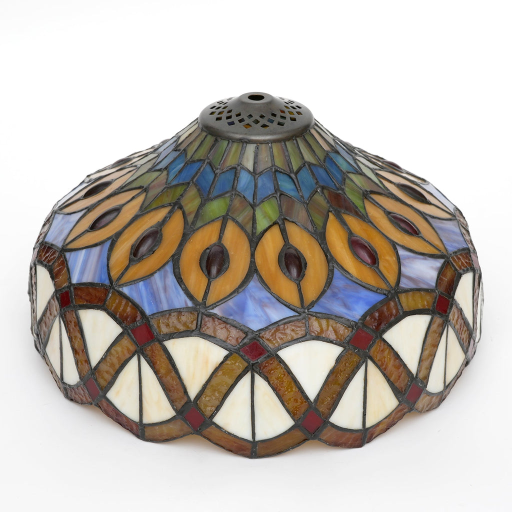 Tiffany-Style Scalloped Multicolor Glass Lampshade