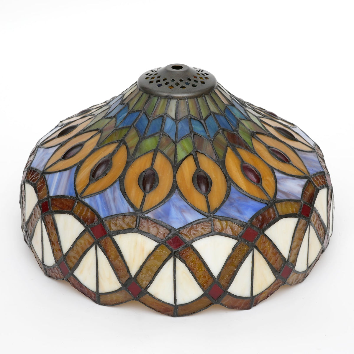 Tiffany-Style Scalloped Multicolor Glass Lampshade