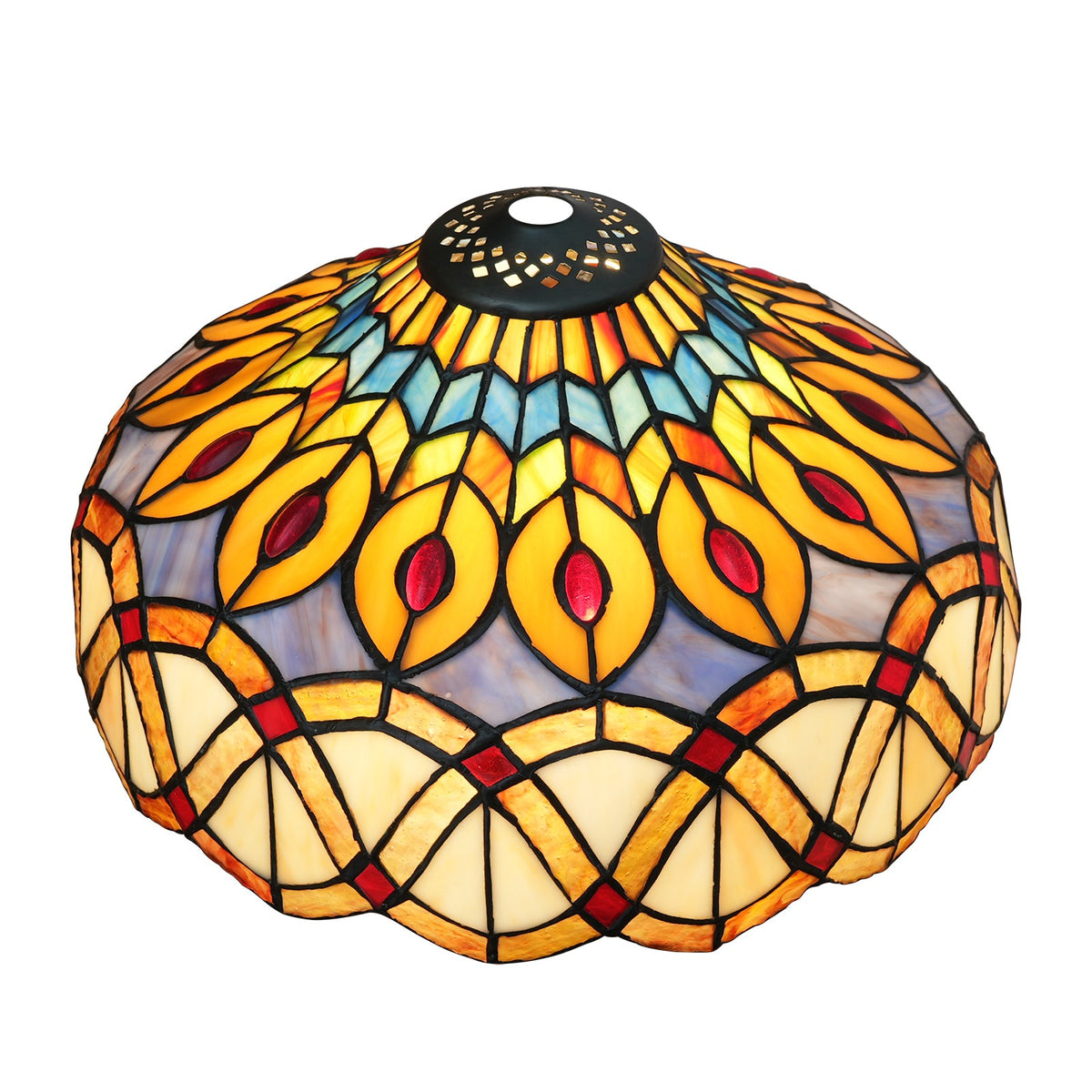 Tiffany-Style Scalloped Multicolor Glass Lampshade