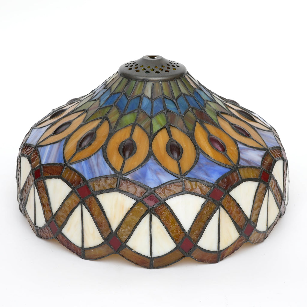 Tiffany-Style Scalloped Multicolor Glass Lampshade