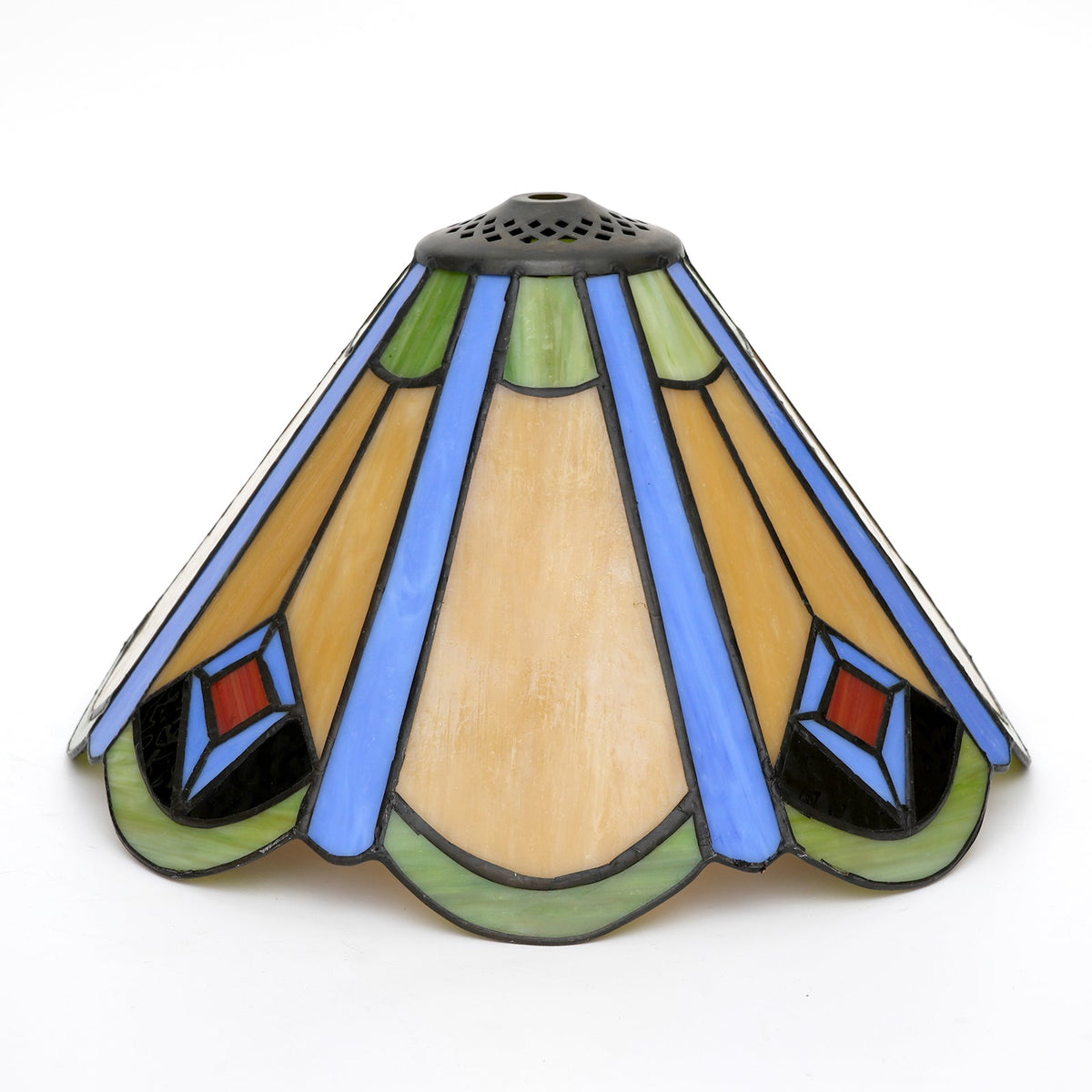 Tiffany Style Lampshade in Amber Blue Tinted Glass