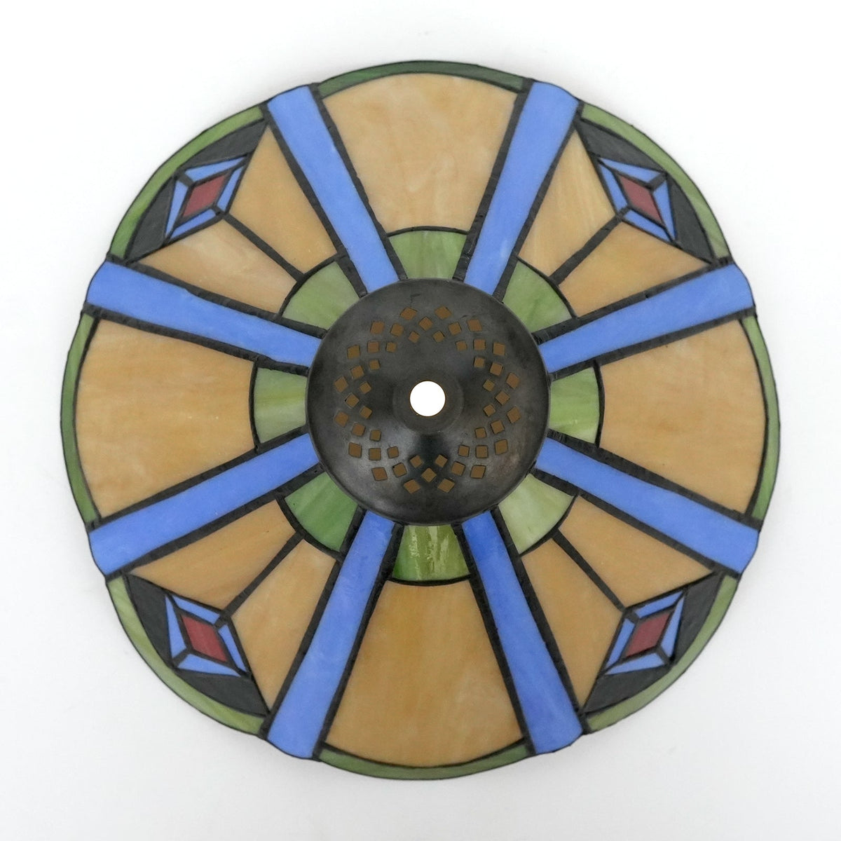 Tiffany Style Lampshade in Amber Blue Tinted Glass