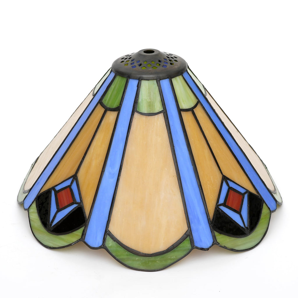 Tiffany Style Lampshade in Amber Blue Tinted Glass
