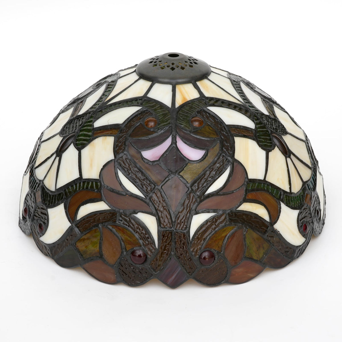 Floral Tinted Glass Tiffany Dome Lampshade
