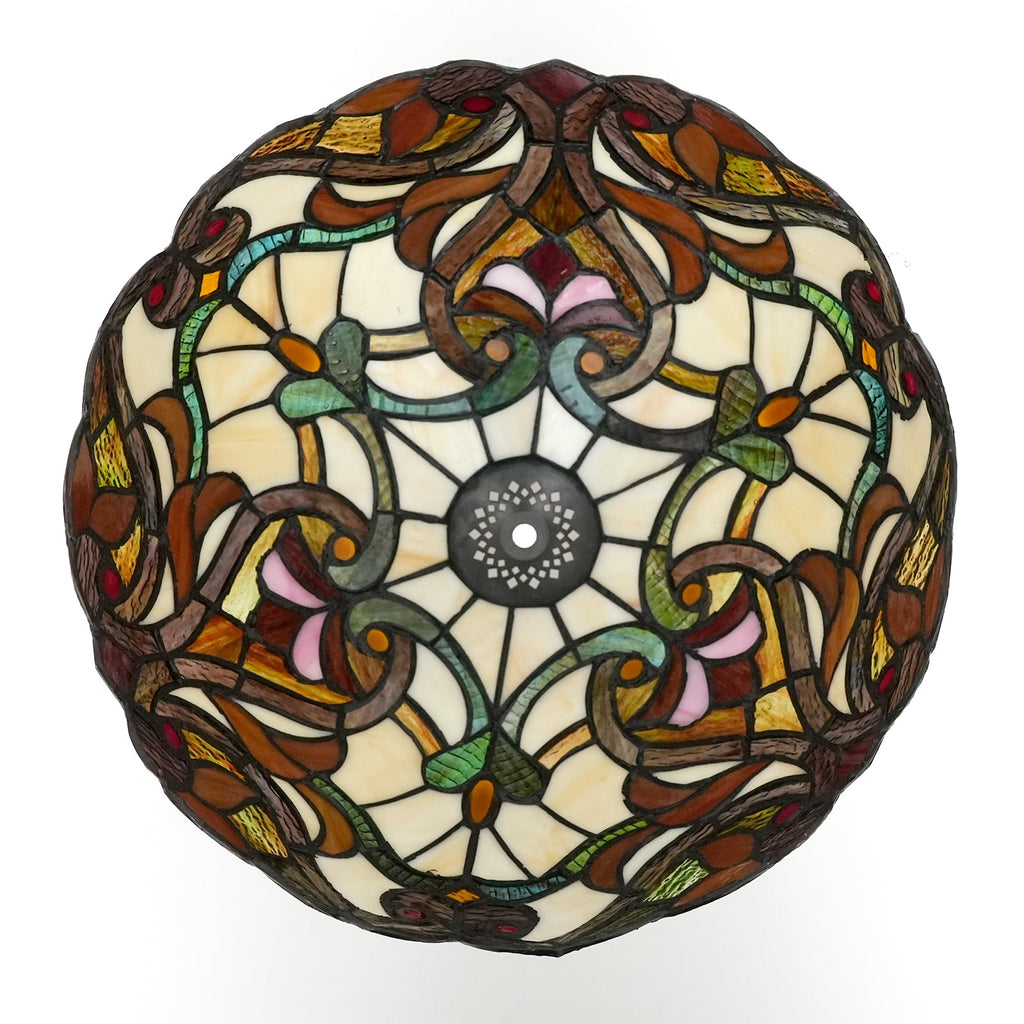 Floral Tinted Glass Tiffany Dome Lampshade
