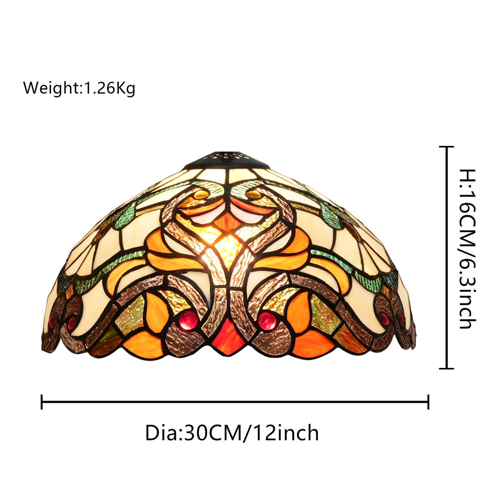Floral Tinted Glass Tiffany Dome Lampshade