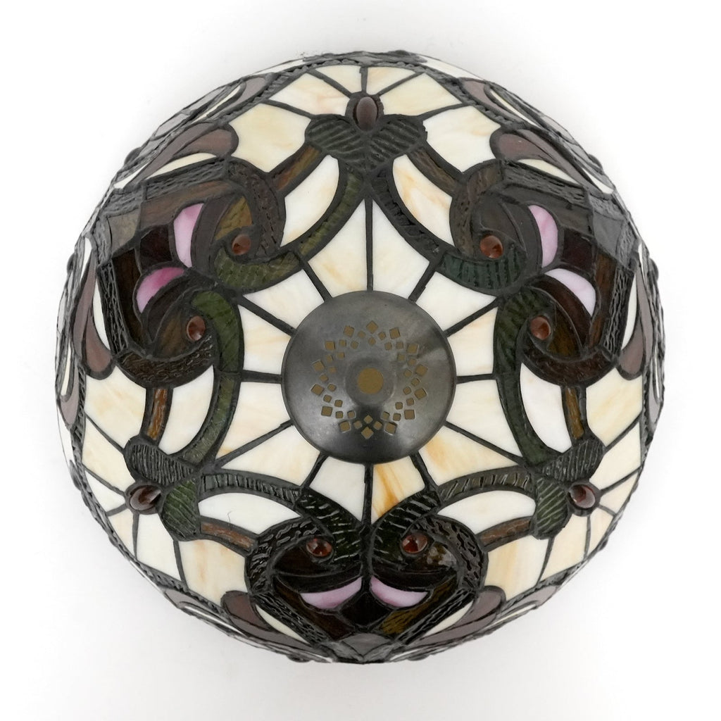 Floral Tinted Glass Tiffany Dome Lampshade