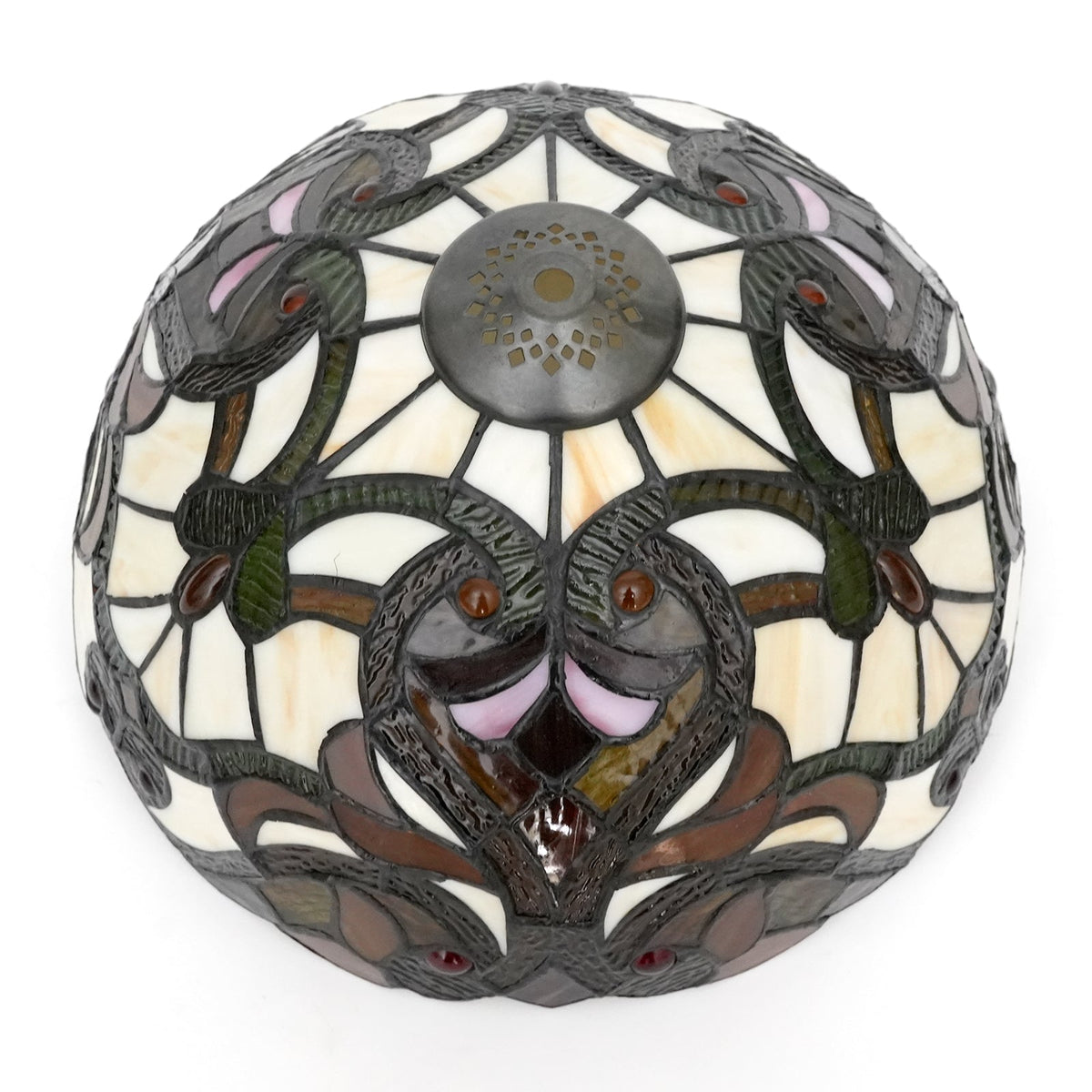 Floral Tinted Glass Tiffany Dome Lampshade