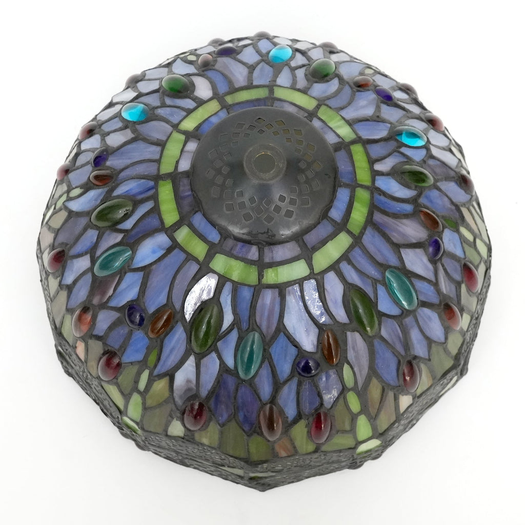Tiffany Lamp in Stained Glass with Multicolored Dragonflies