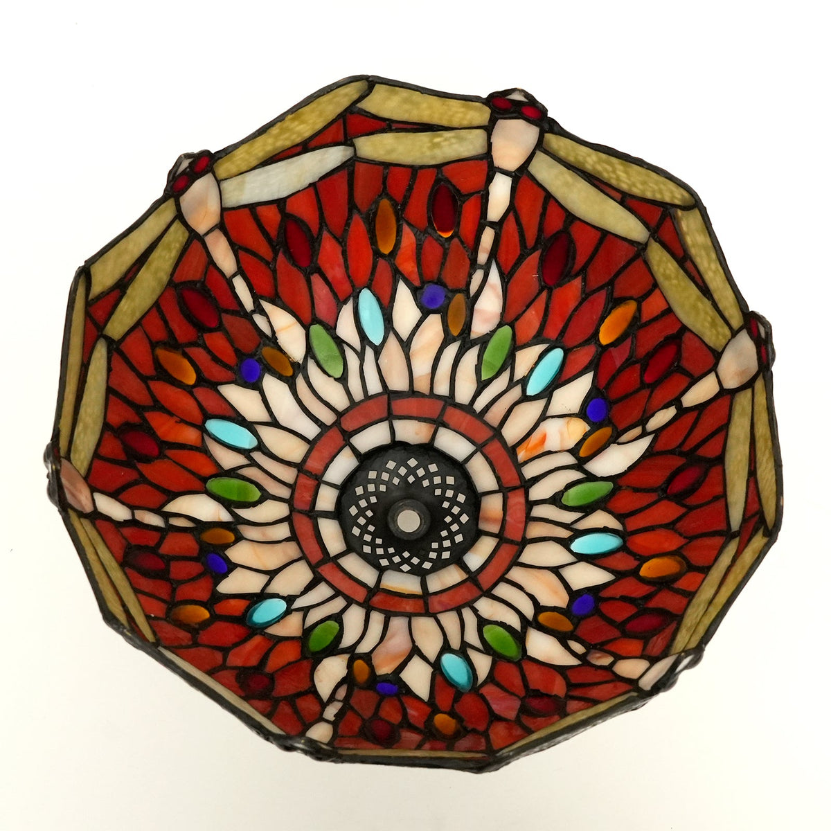 Red Dragonfly Tiffany Tinted Glass Lampshade