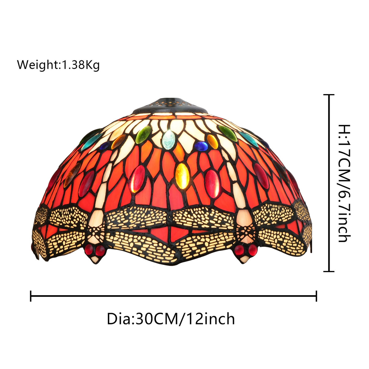 Red Dragonfly Tiffany Tinted Glass Lampshade
