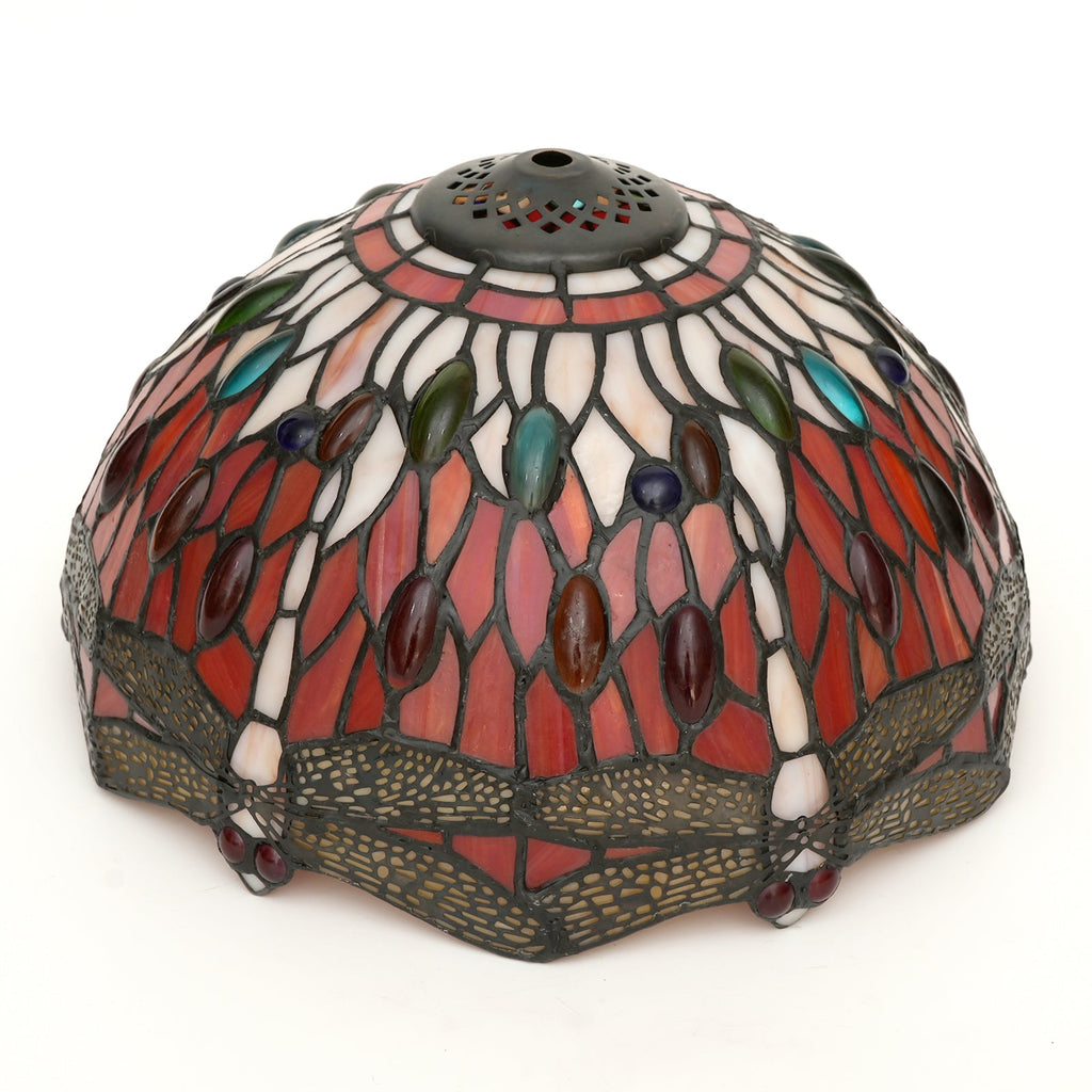 Red Dragonfly Tiffany Tinted Glass Lampshade