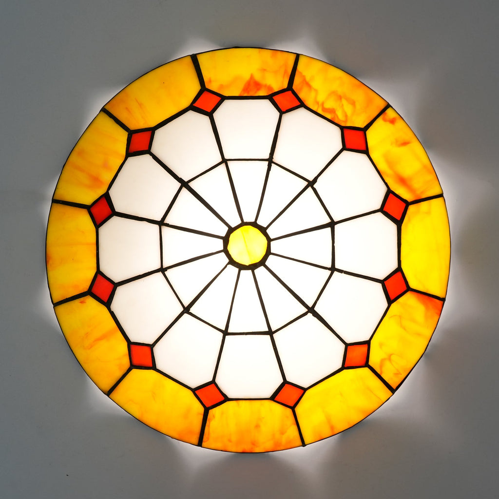 Amber Tiffany Style Tinted Glass Lampshade