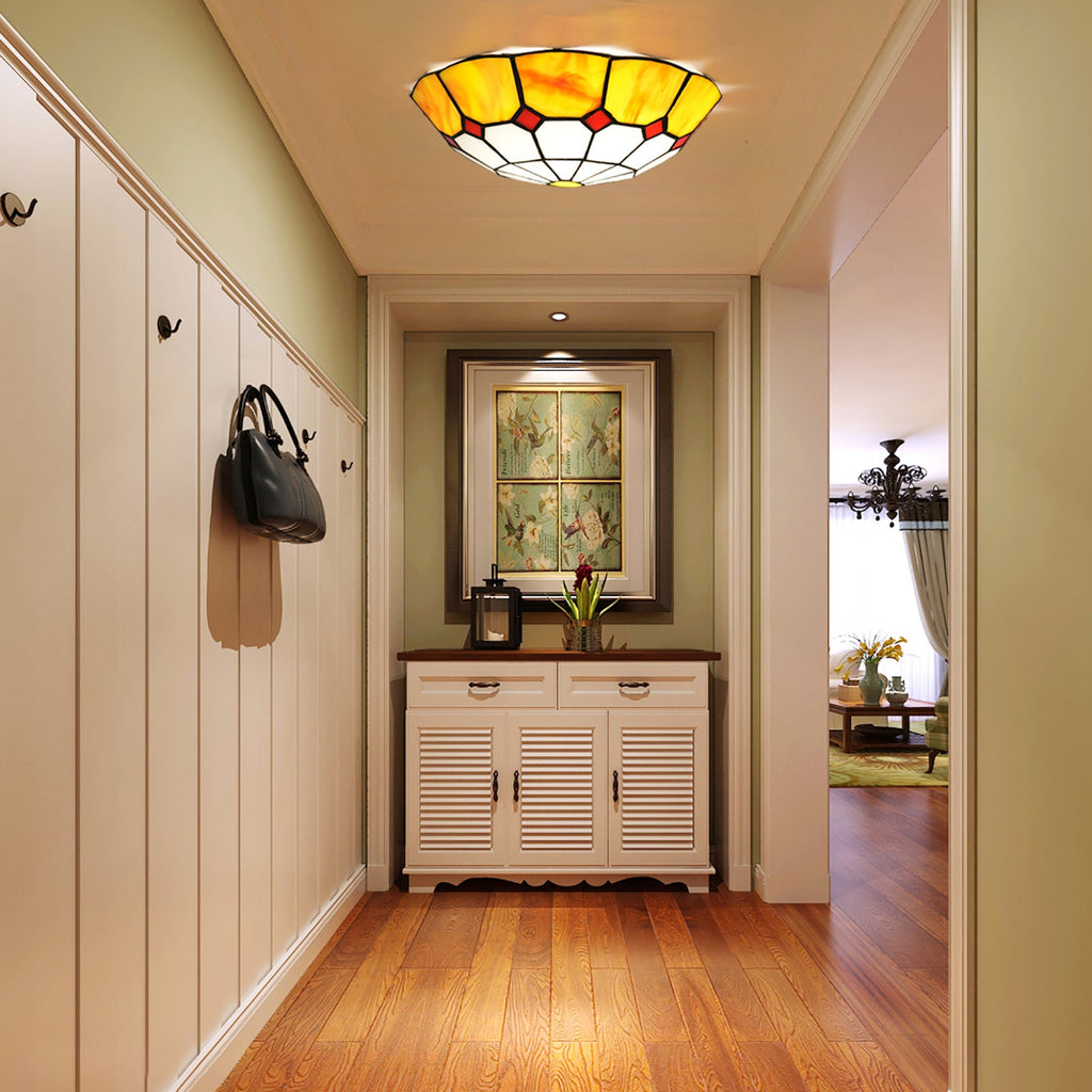 Amber Tiffany Style Tinted Glass Lampshade