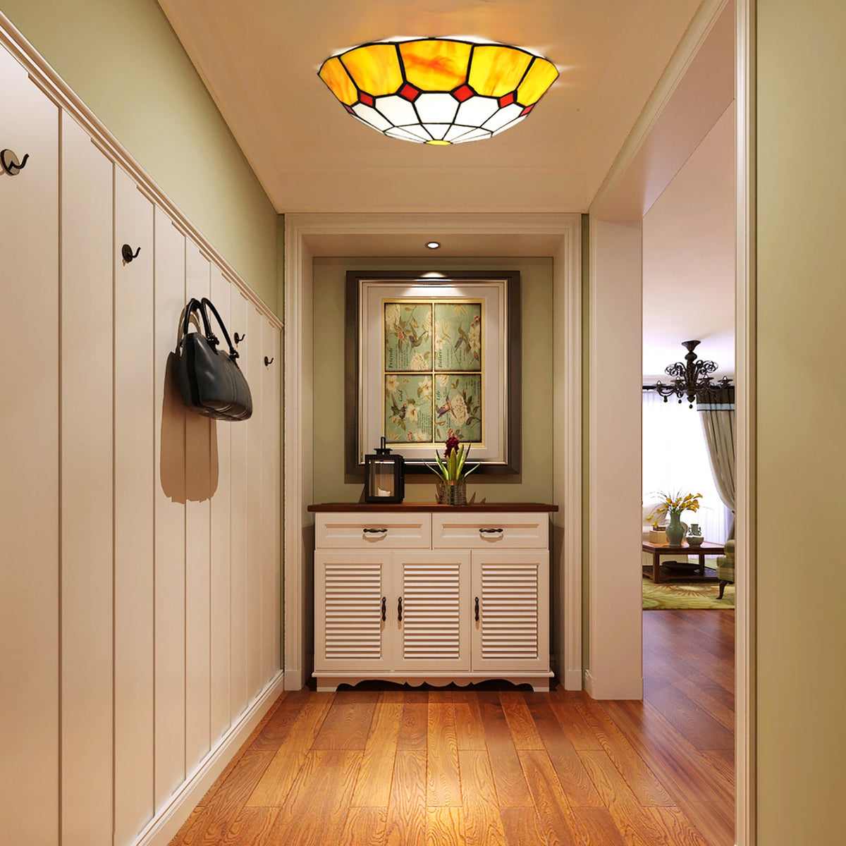 Amber Tiffany Style Tinted Glass Lampshade