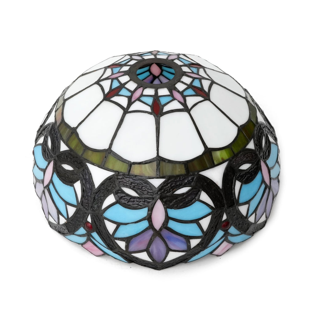 Tiffany stained glass lampshade with blue butterfly motifs
