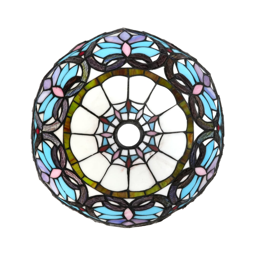 Tiffany stained glass lampshade with blue butterfly motifs
