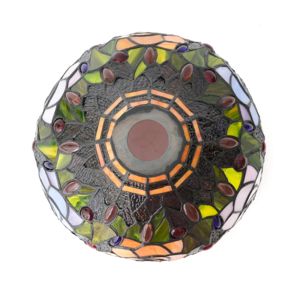Tiffany stained glass lampshade with multicolored roses