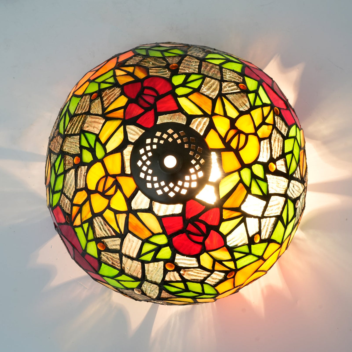 Tiffany Floral Mosaic Stained Glass Lampshade