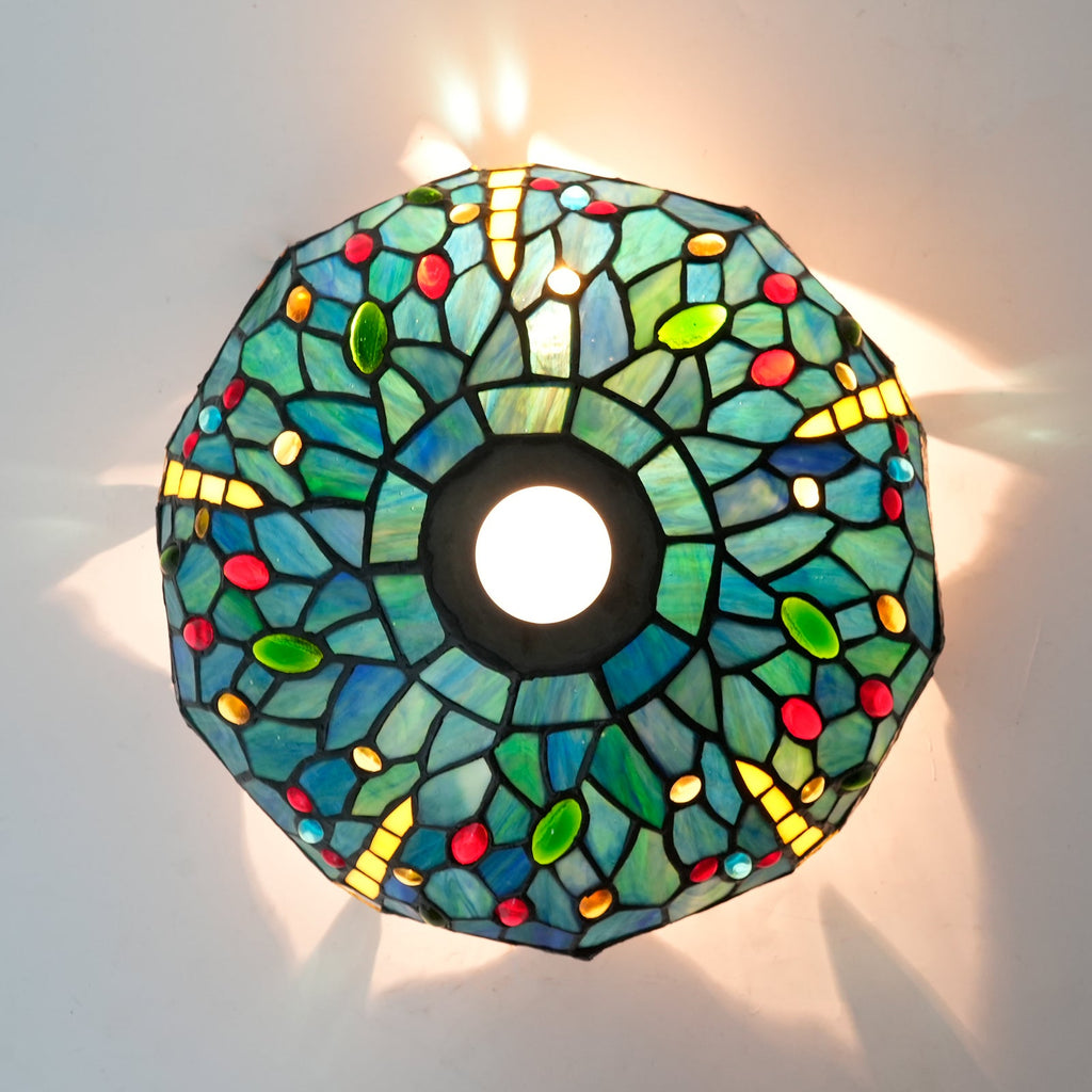 Blue Dragonfly Tinted Glass Tiffany Lampshade