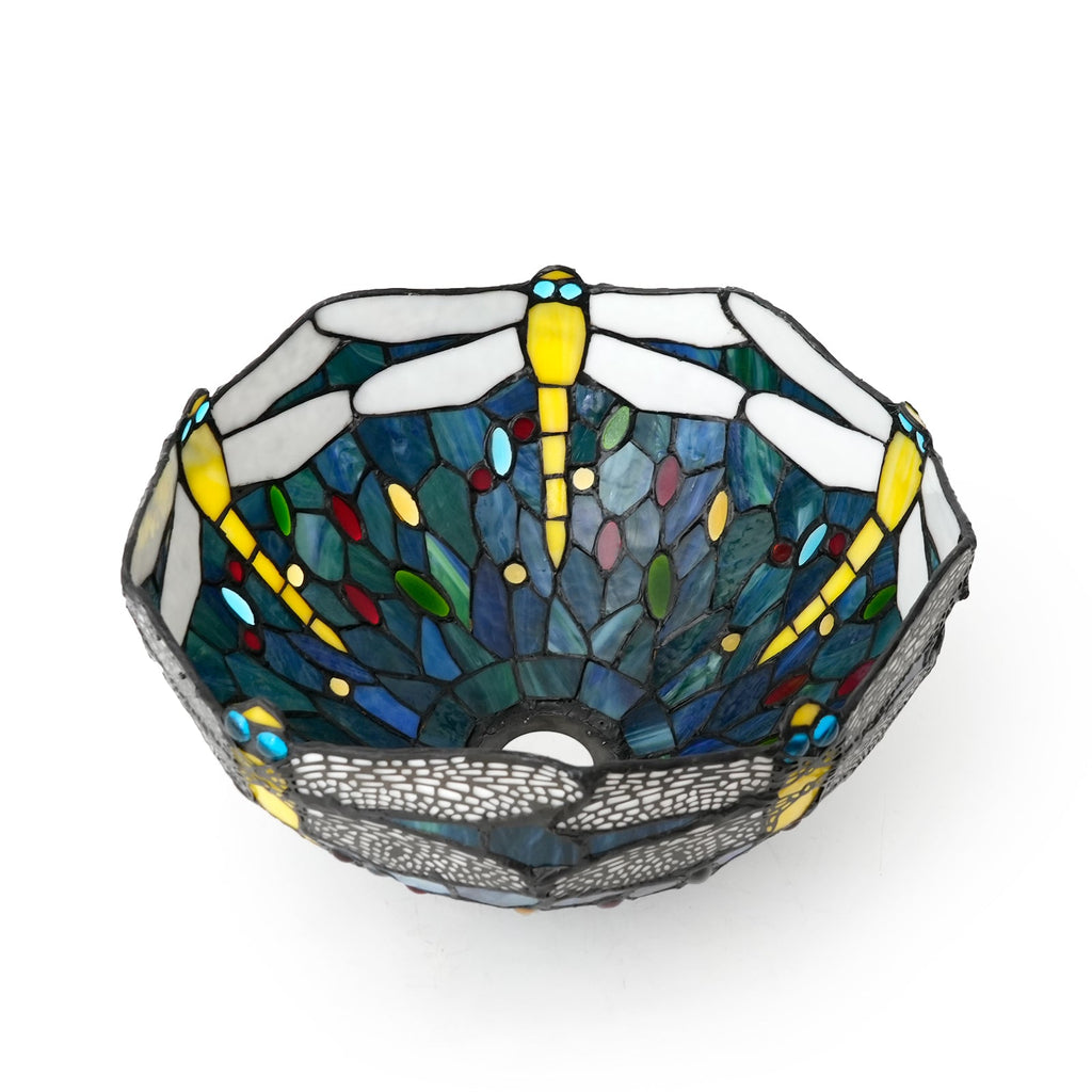 Blue Dragonfly Tinted Glass Tiffany Lampshade