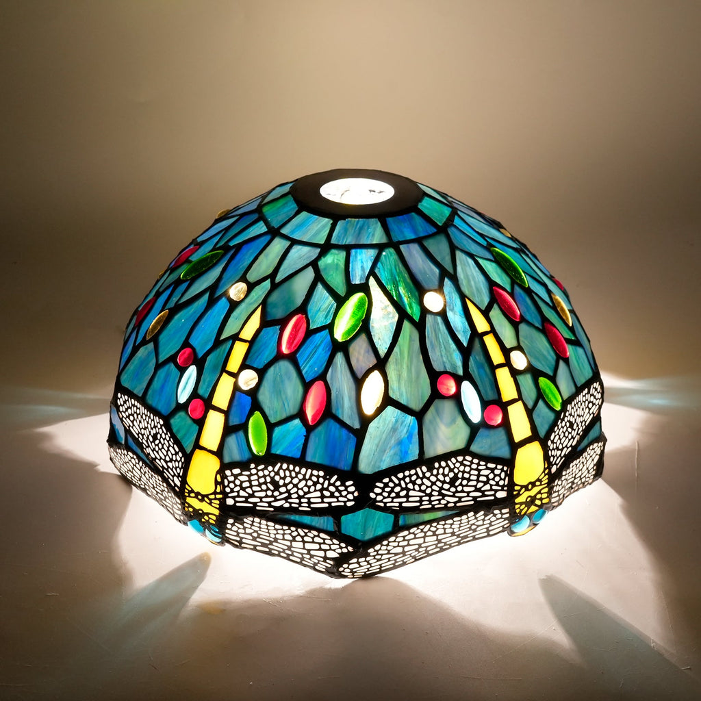 Blue Dragonfly Tinted Glass Tiffany Lampshade