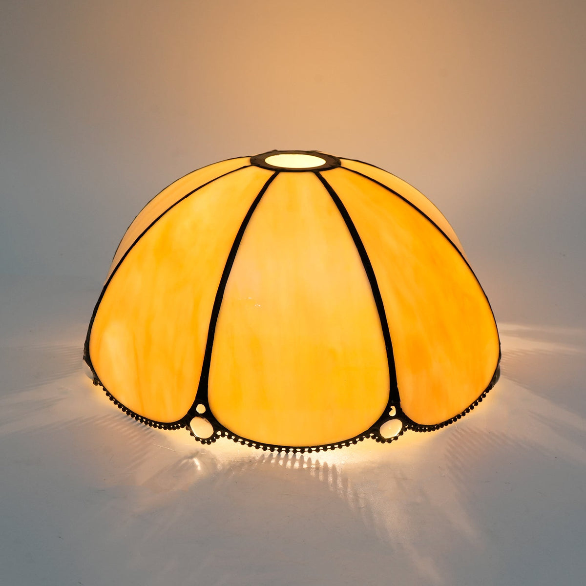 Iridescent Mother-of-Pearl Lampshade with Scalloped Edge