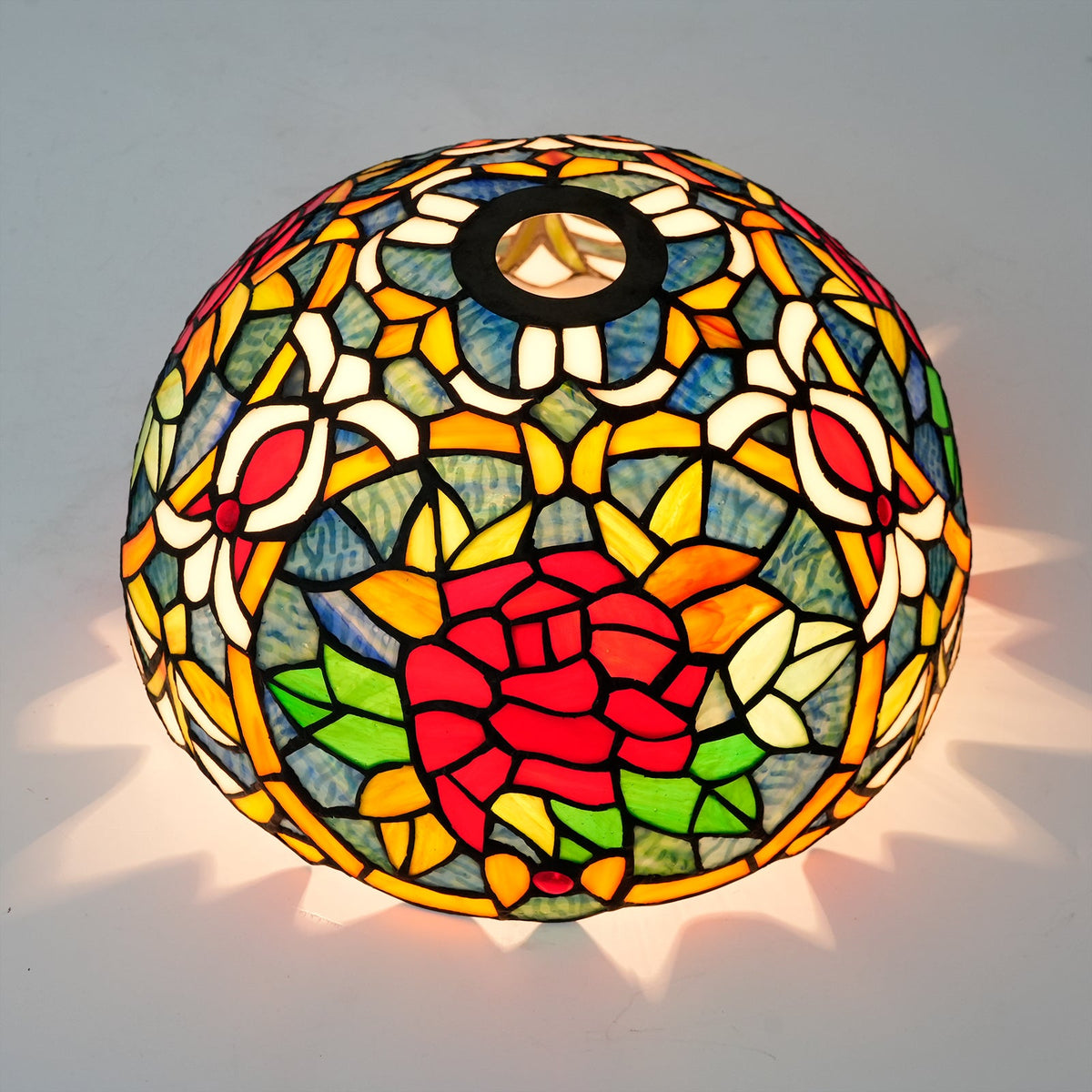 Tiffany Lampshade in Floral Pink Tinted Glass