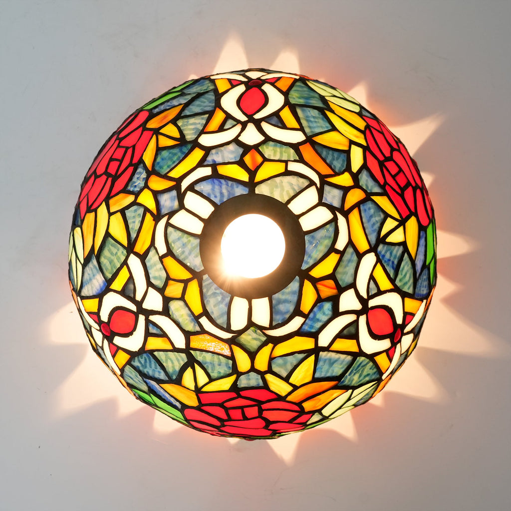 Tiffany Lampshade in Floral Pink Tinted Glass