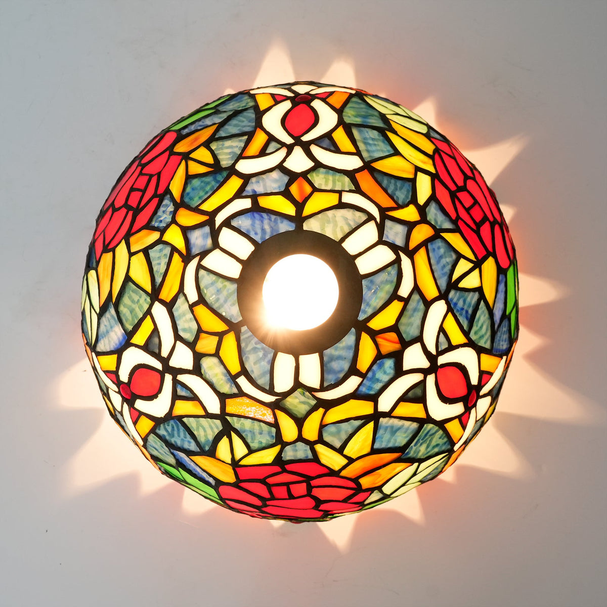 Tiffany Lampshade in Floral Pink Tinted Glass