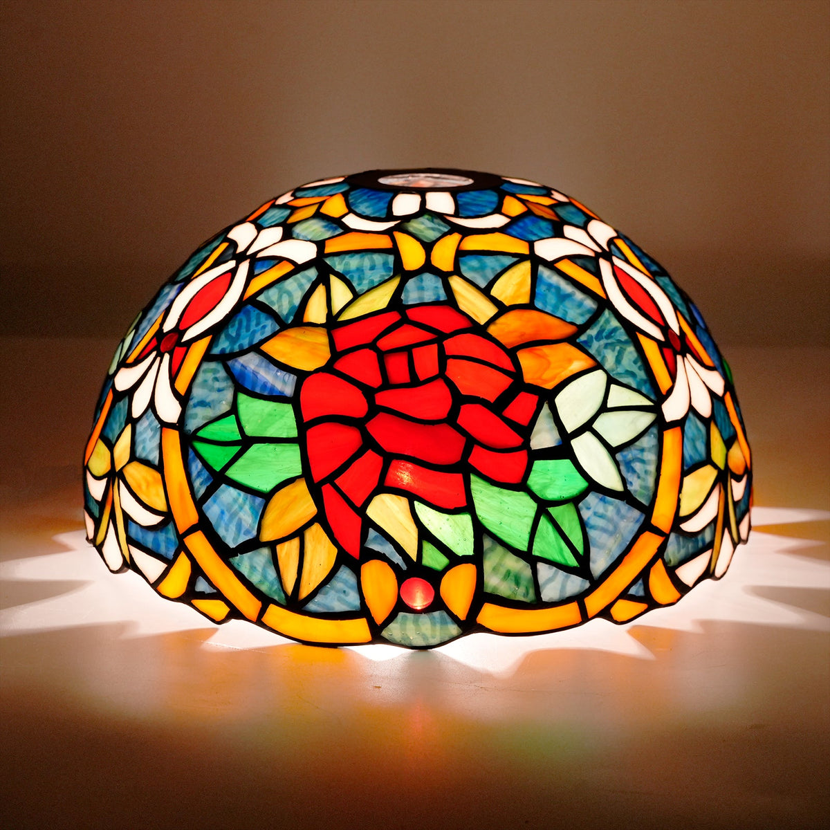 Tiffany Lampshade in Floral Pink Tinted Glass