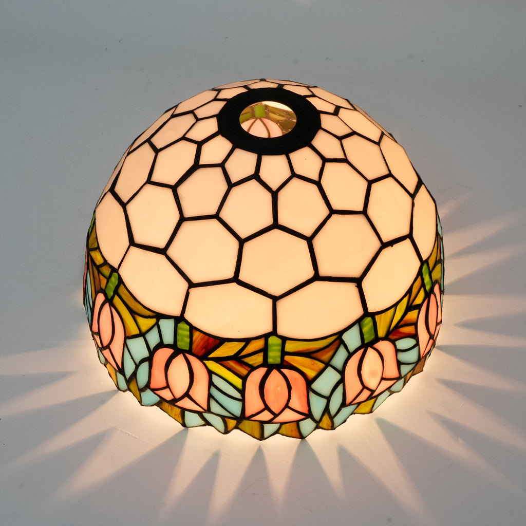 Art Nouveau Floral Tinted Glass Lampshade
