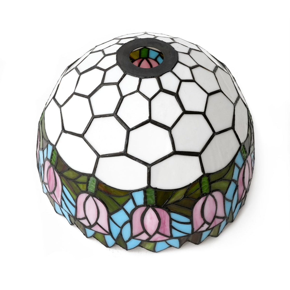 Art Nouveau Floral Tinted Glass Lampshade