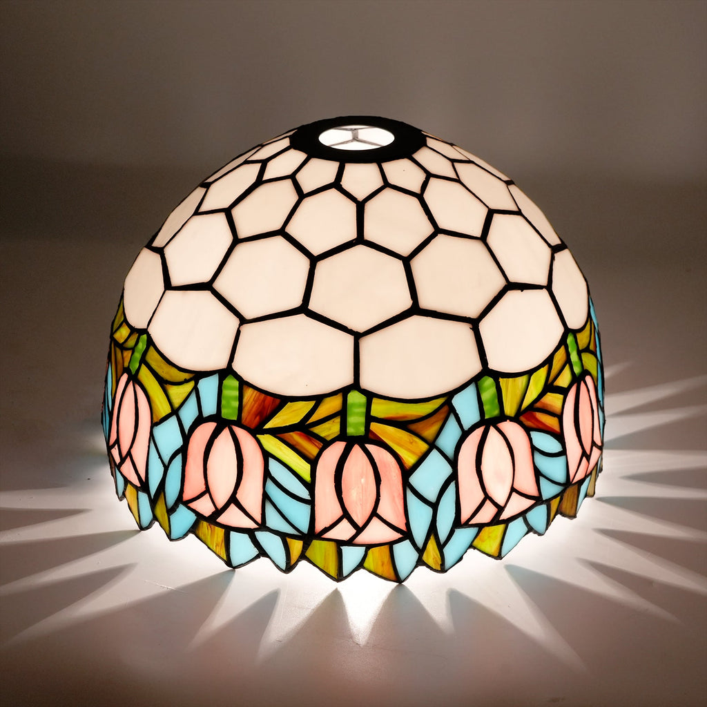 Art Nouveau Floral Tinted Glass Lampshade