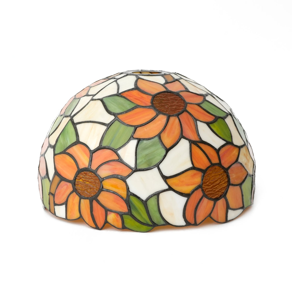 Floral Orange and Yellow Tinted Glass Lampshade