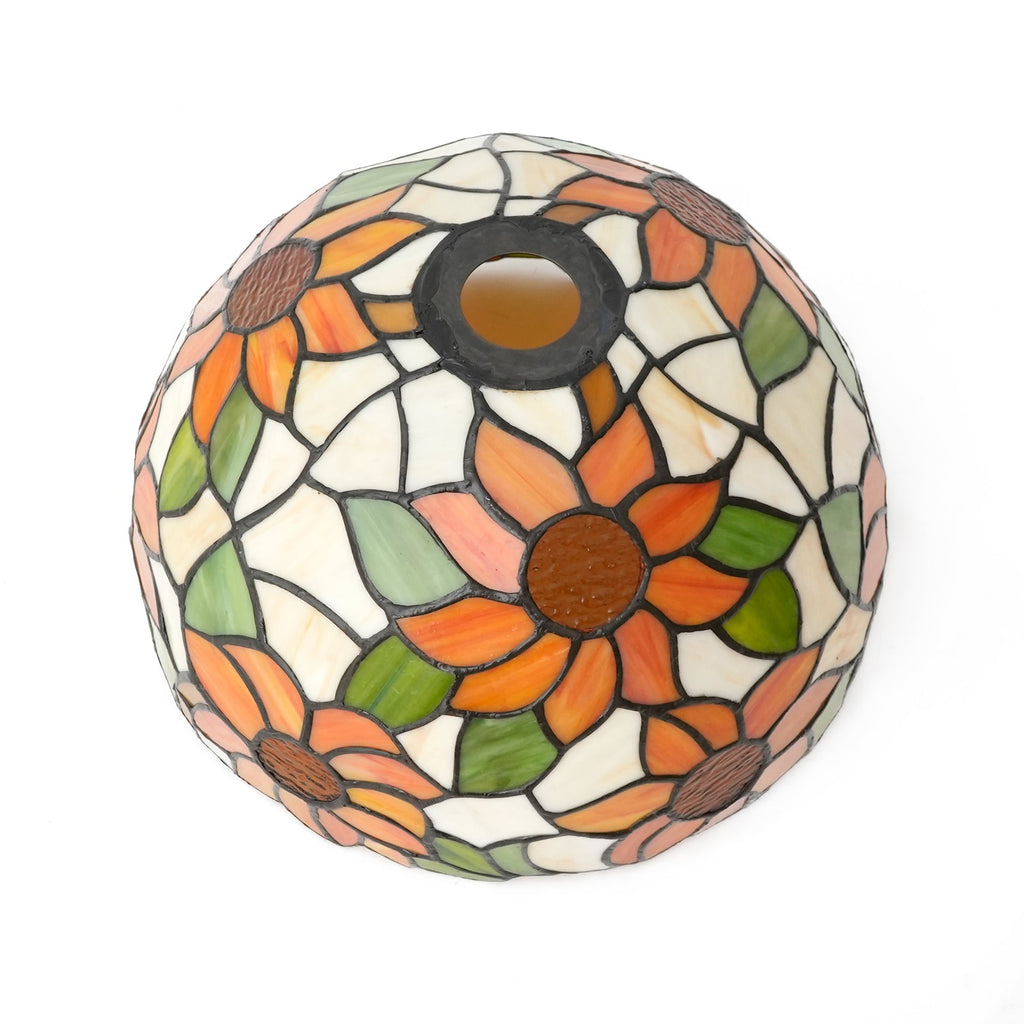 Floral Orange and Yellow Tinted Glass Lampshade
