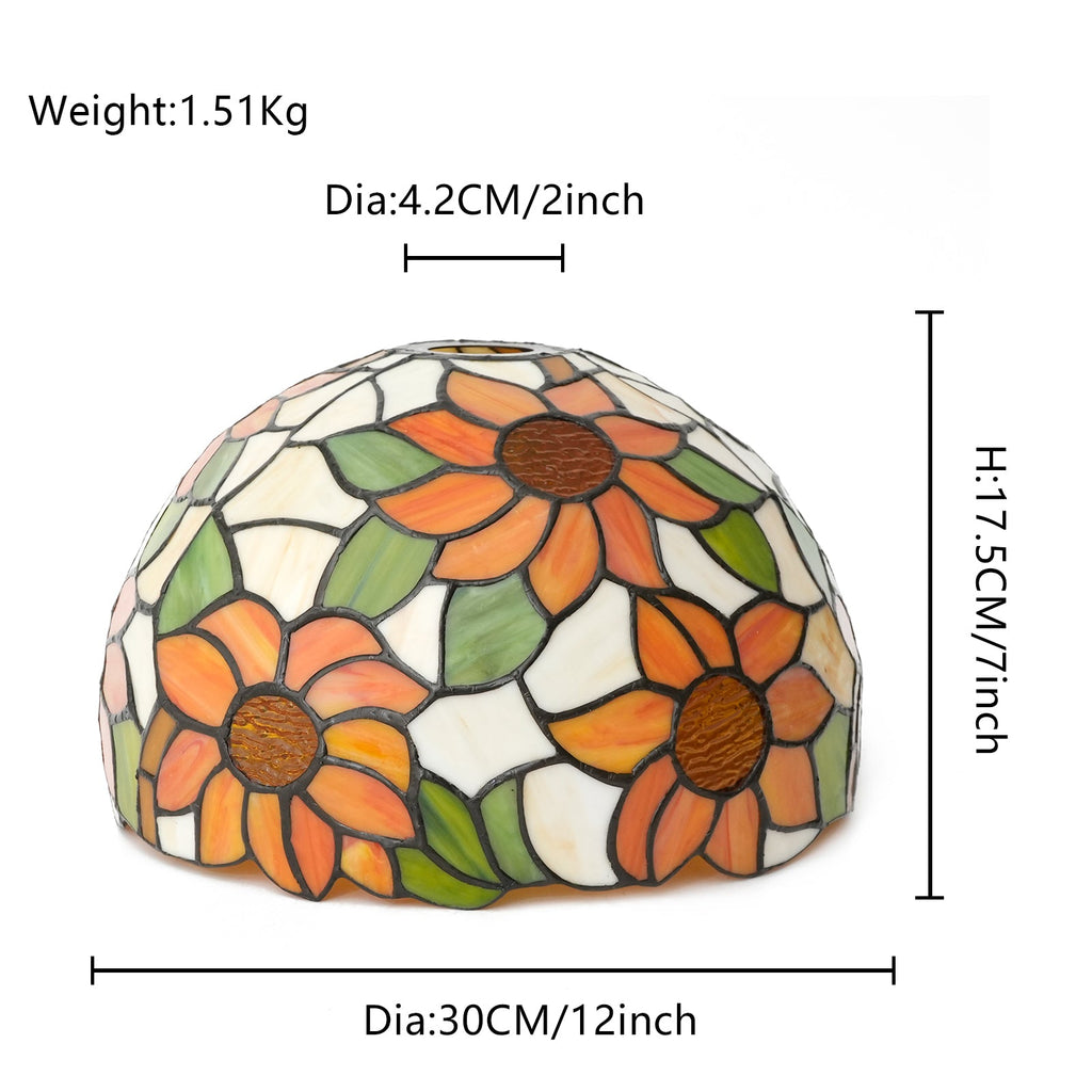 Floral Orange and Yellow Tinted Glass Lampshade