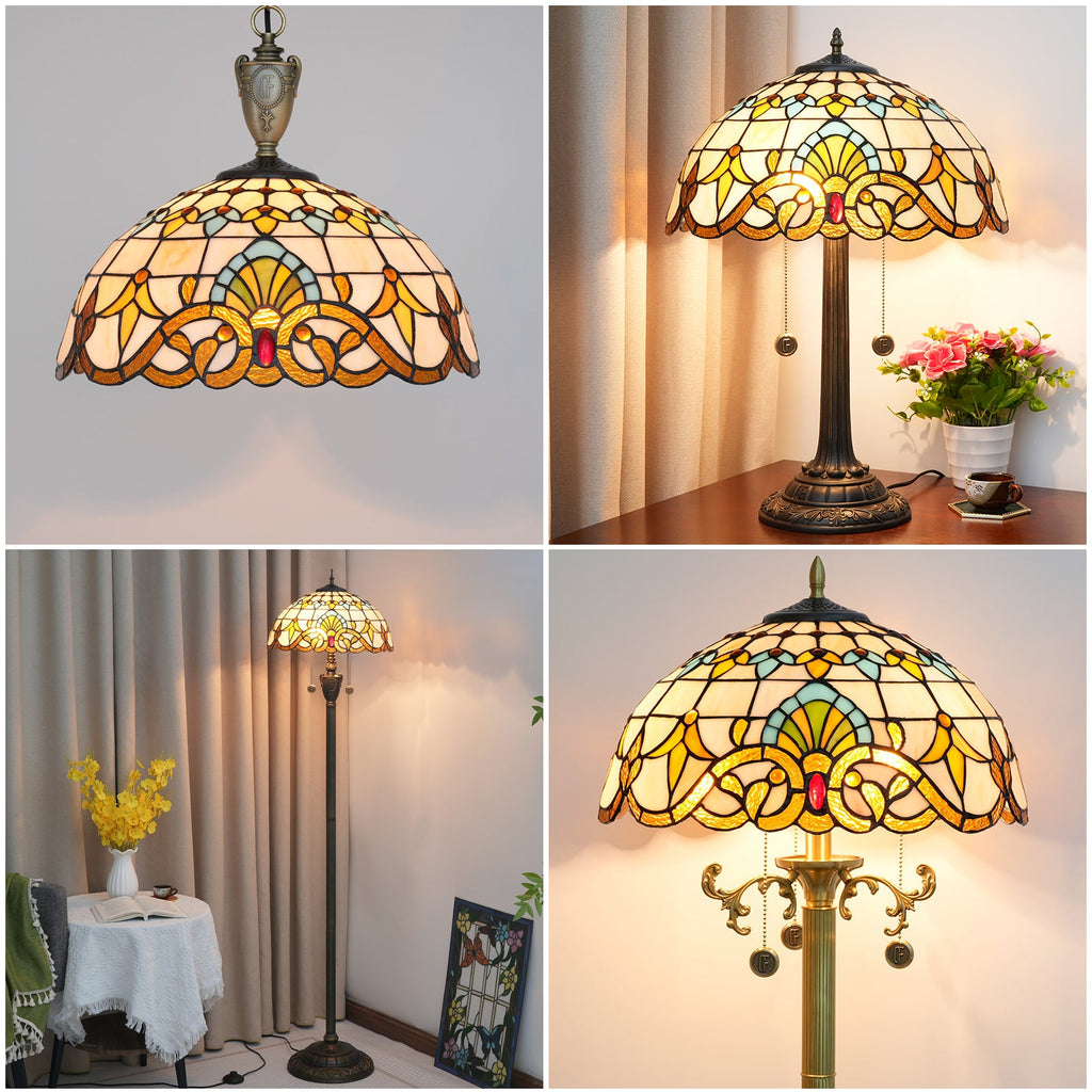 Floral Tiffany Style Stained Glass Lampshade