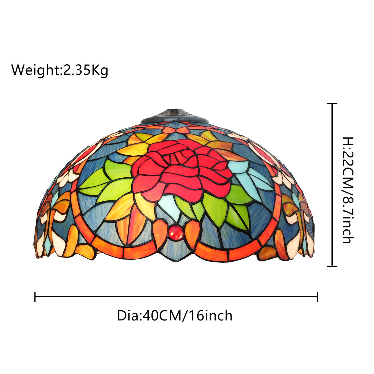 Pink and Red Tiffany Style Stained Glass Lampshade