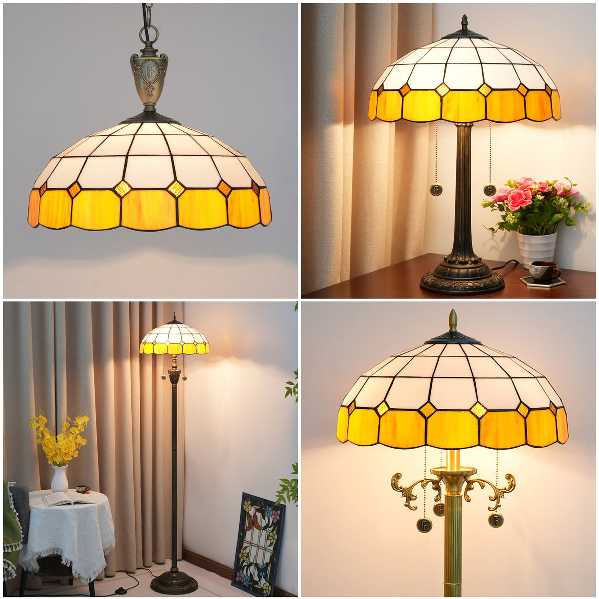 Art Deco White and Orange-Yellow Tinted Glass Lampshade