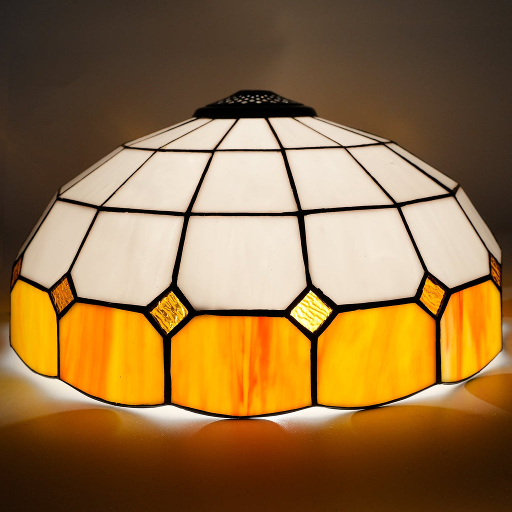 Art Deco White and Orange-Yellow Tinted Glass Lampshade