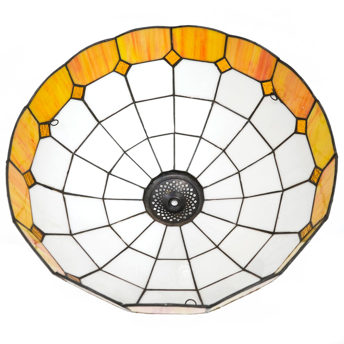 Art Deco White and Orange-Yellow Tinted Glass Lampshade
